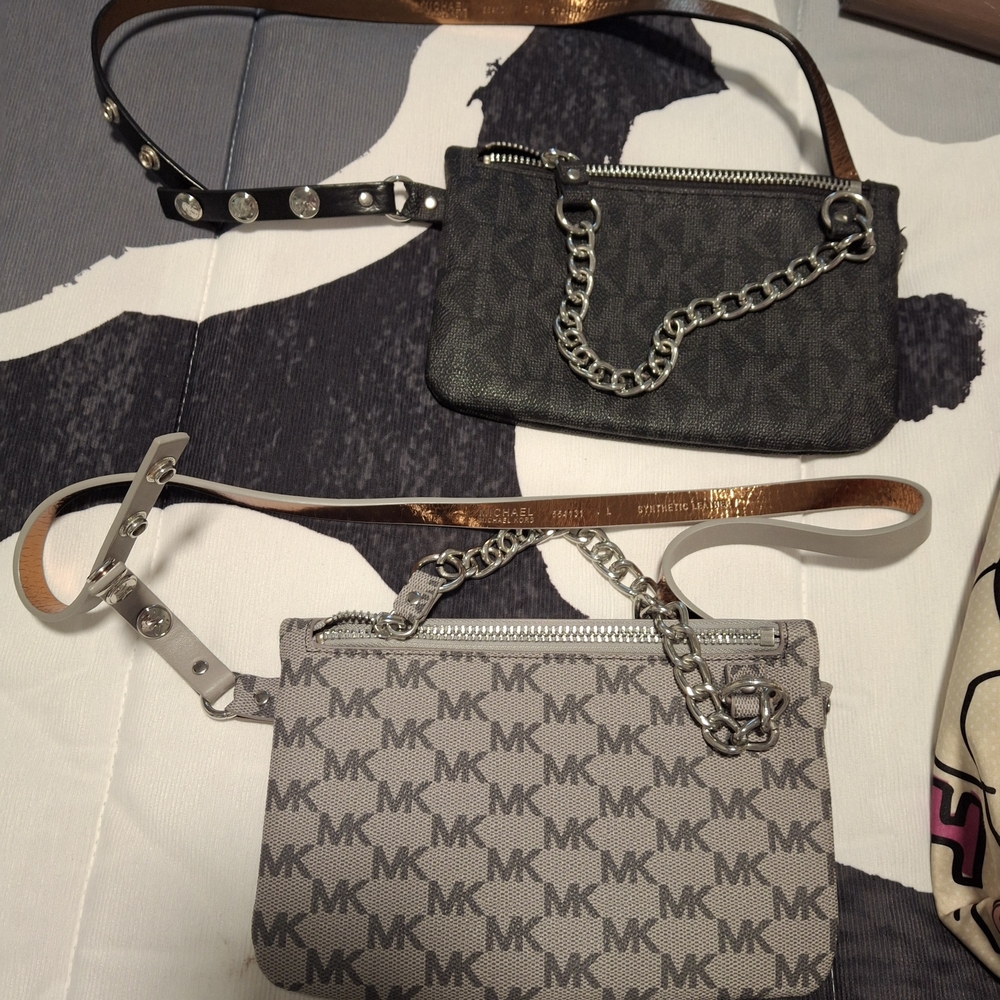 Michael Kors Black and Gray Logo Wristlet Duo